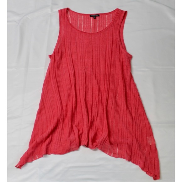 Eileen Fisher Tops - Eileen Fisher Linen Silk Blend Tank Top Women's L Coral Pink Sharkbite Hem